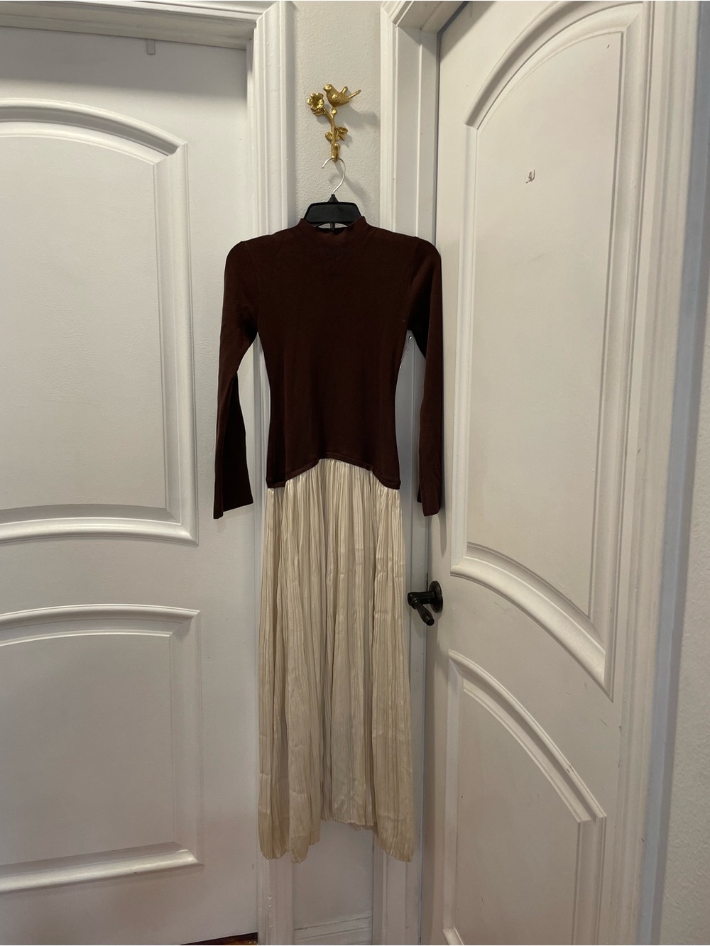 Moon River Brown & Cream Two-Tone Maxi Dress